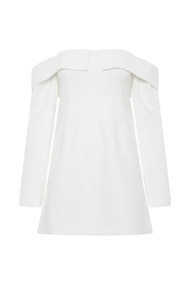 Women Meshki Dresses Hugo Suiting Off Shoulder Mini Dress 8211 Ivory
