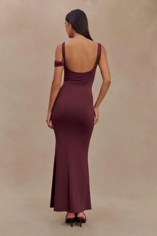 Women Meshki Dresses Janette Recycled Nylon And Mesh Sleeveless Maxi Dress 8211 Mahogany