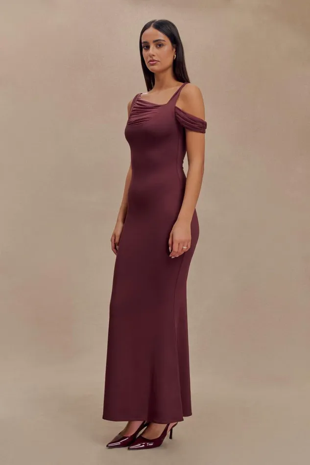 Women Meshki Dresses Janette Recycled Nylon And Mesh Sleeveless Maxi Dress 8211 Mahogany