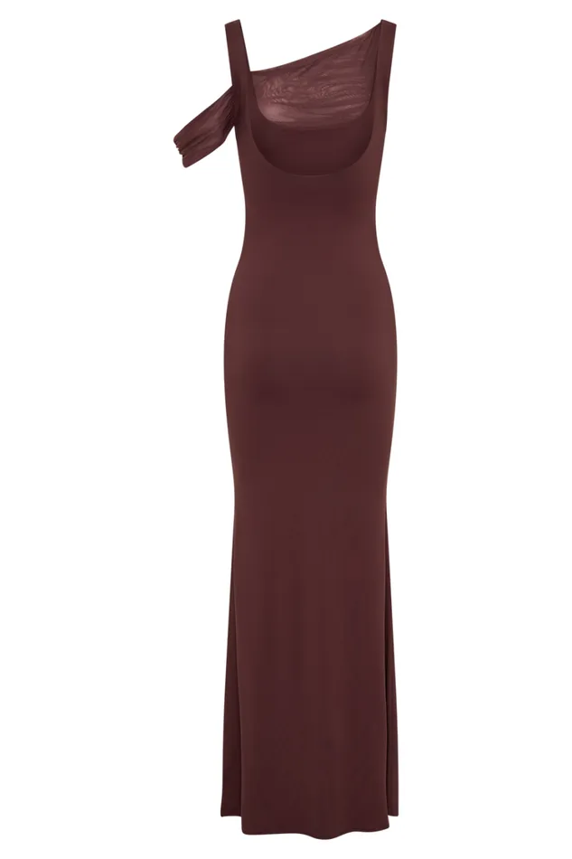Women Meshki Dresses Janette Recycled Nylon And Mesh Sleeveless Maxi Dress 8211 Mahogany