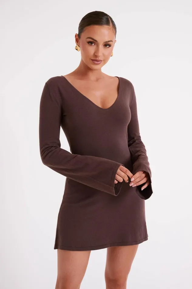 Women Meshki Dresses Jayda Knit Mini Dress 8211 Dark Brown