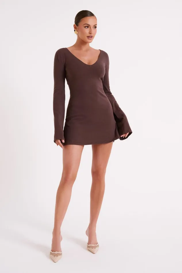 Women Meshki Dresses Jayda Knit Mini Dress 8211 Dark Brown