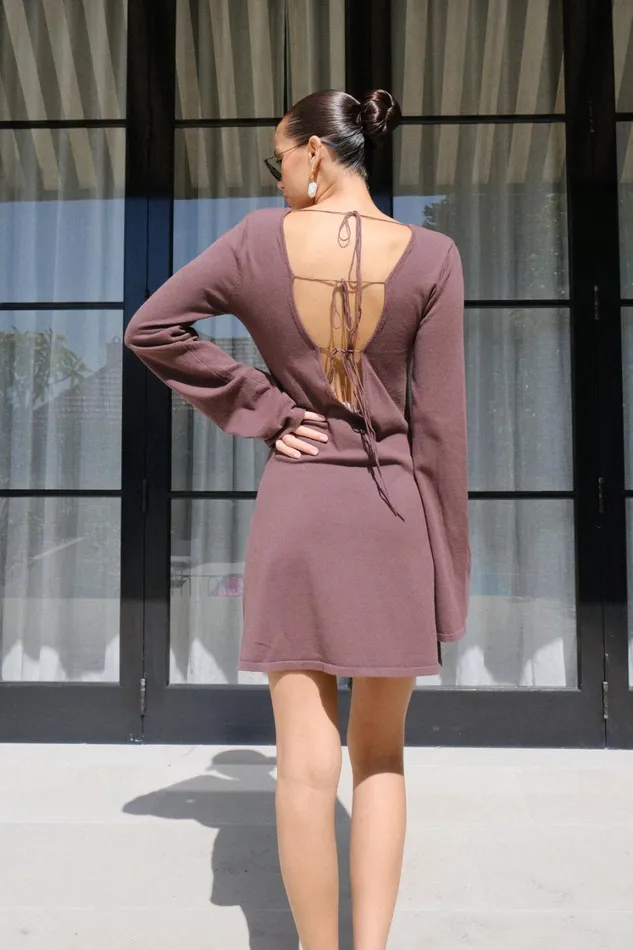 Women Meshki Dresses Jayda Knit Mini Dress 8211 Dark Brown