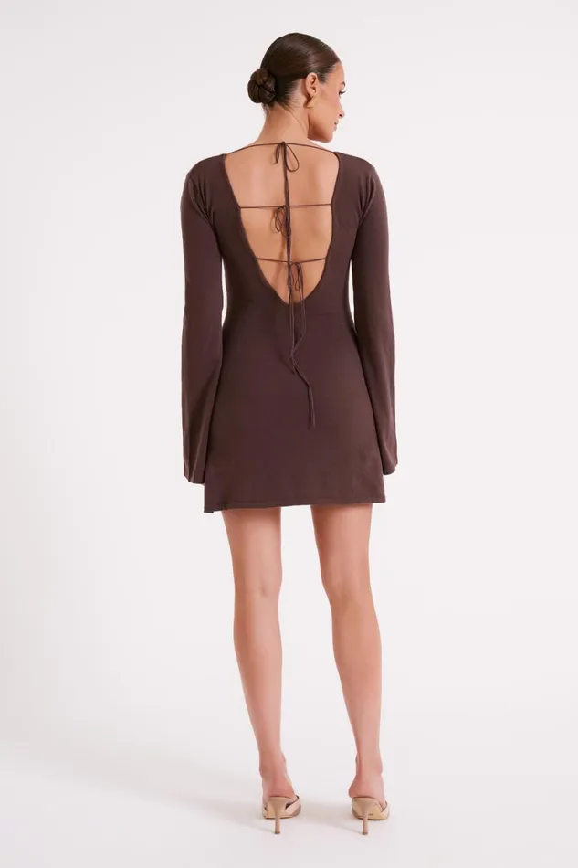 Women Meshki Dresses Jayda Knit Mini Dress 8211 Dark Brown