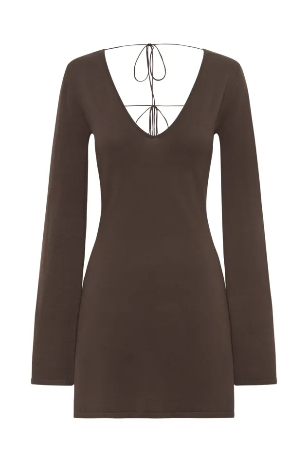 Women Meshki Dresses Jayda Knit Mini Dress 8211 Dark Brown