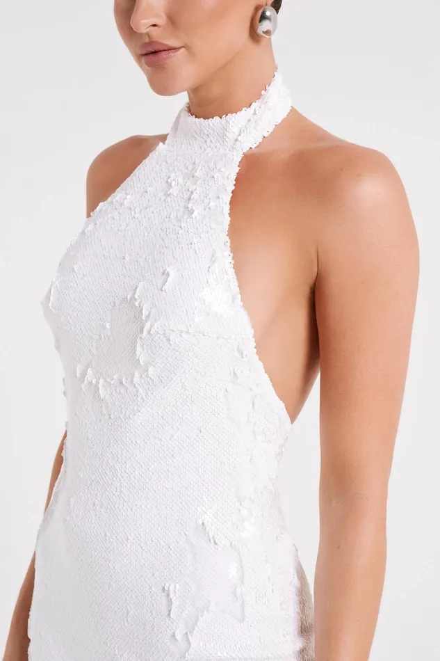 Women Meshki Dresses Jayne Sequin Halter Mini Dress 8211 White