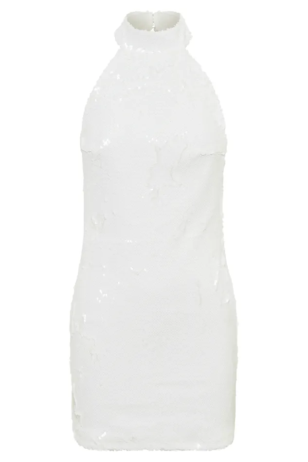 Women Meshki Dresses Jayne Sequin Halter Mini Dress 8211 White