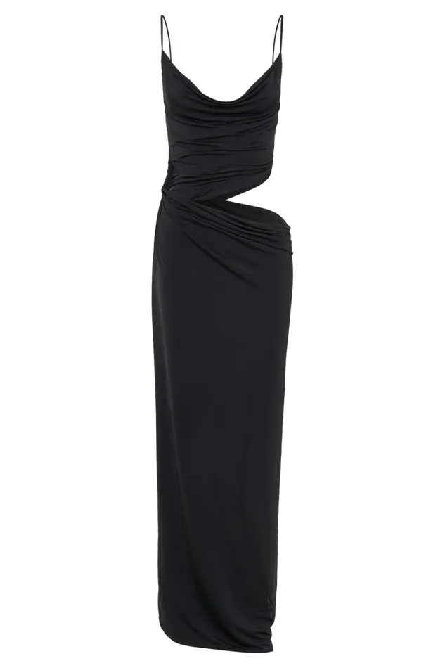 Women Meshki Dresses Jemma Draped Slinky Maxi Dress 8211 Black