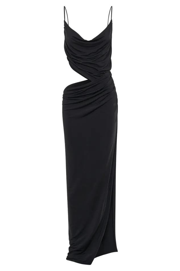 Women Meshki Dresses Jemma Draped Slinky Maxi Dress 8211 Black