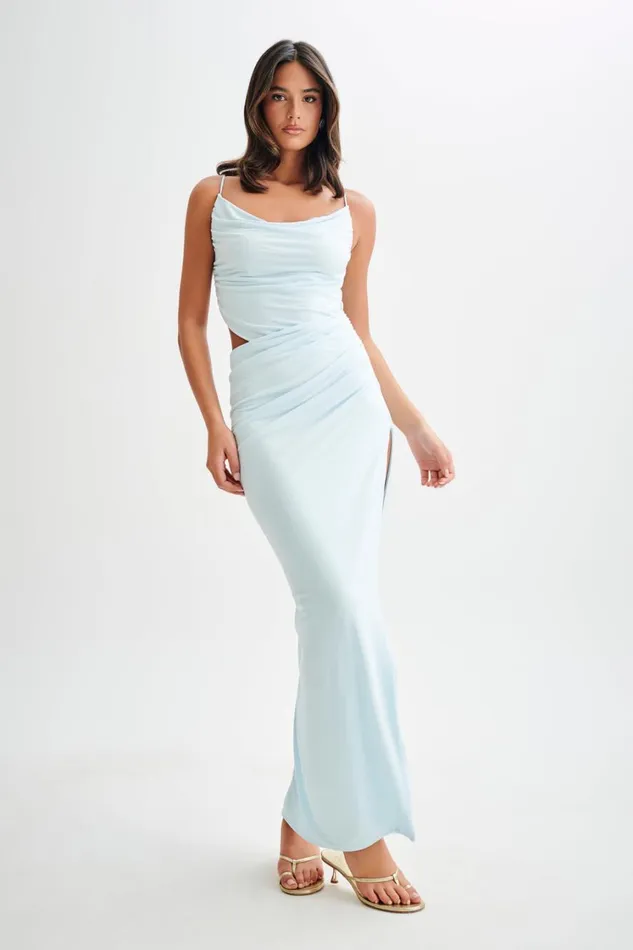 Women Meshki Dresses Jemma Draped Slinky Maxi Dress 8211 Sky Blue