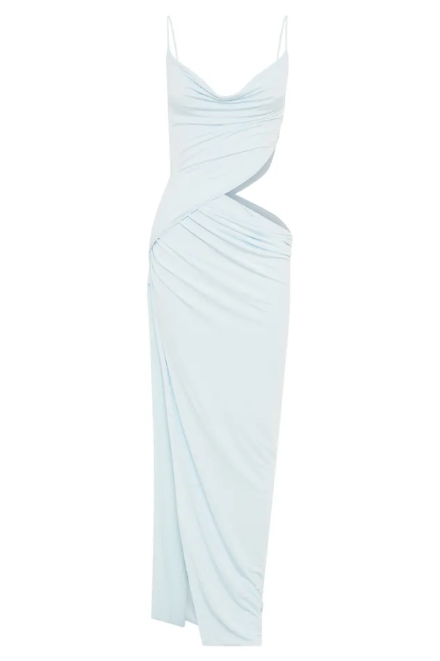 Women Meshki Dresses Jemma Draped Slinky Maxi Dress 8211 Sky Blue