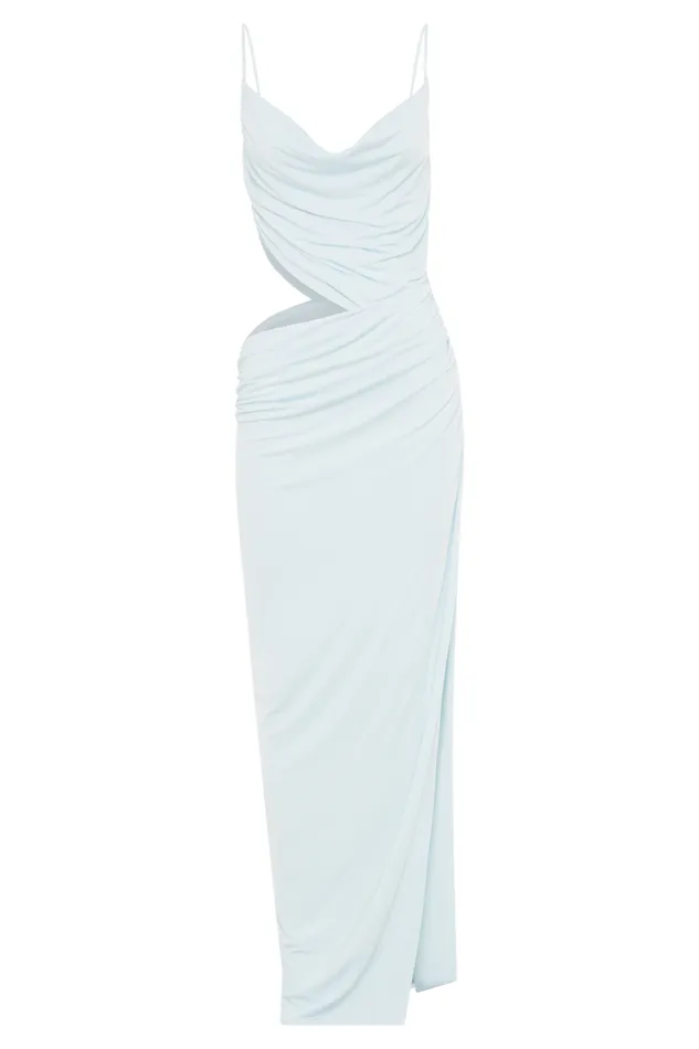 Women Meshki Dresses Jemma Draped Slinky Maxi Dress 8211 Sky Blue