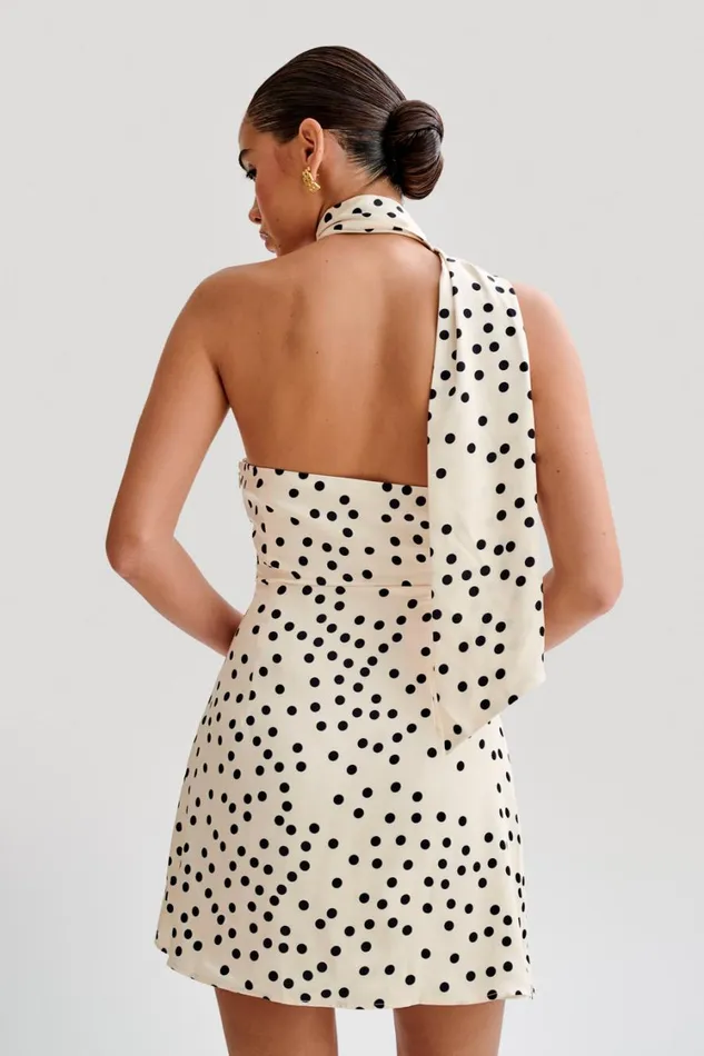 Women Meshki Dresses Joan Satin Asymmetrical Mini Dress 8211 Polkadot