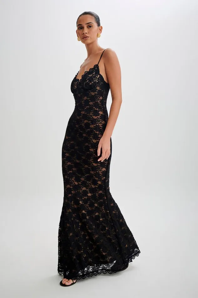 Women Meshki Dresses Joelle Lace Cupped Maxi Dress 8211 Black