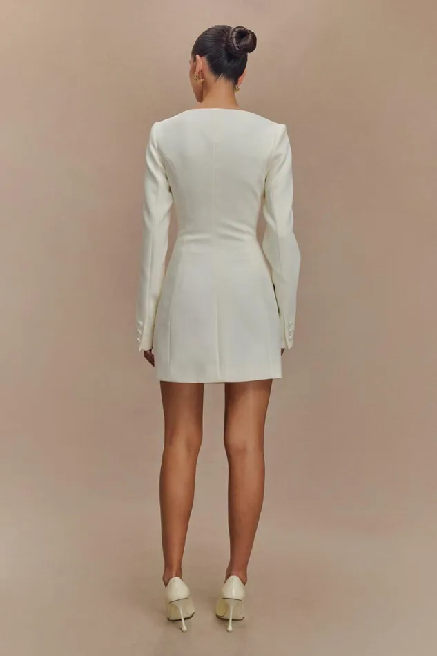 Women Meshki Dresses Jolie Boat Neck Suiting Mini Dress 8211 Ivory
