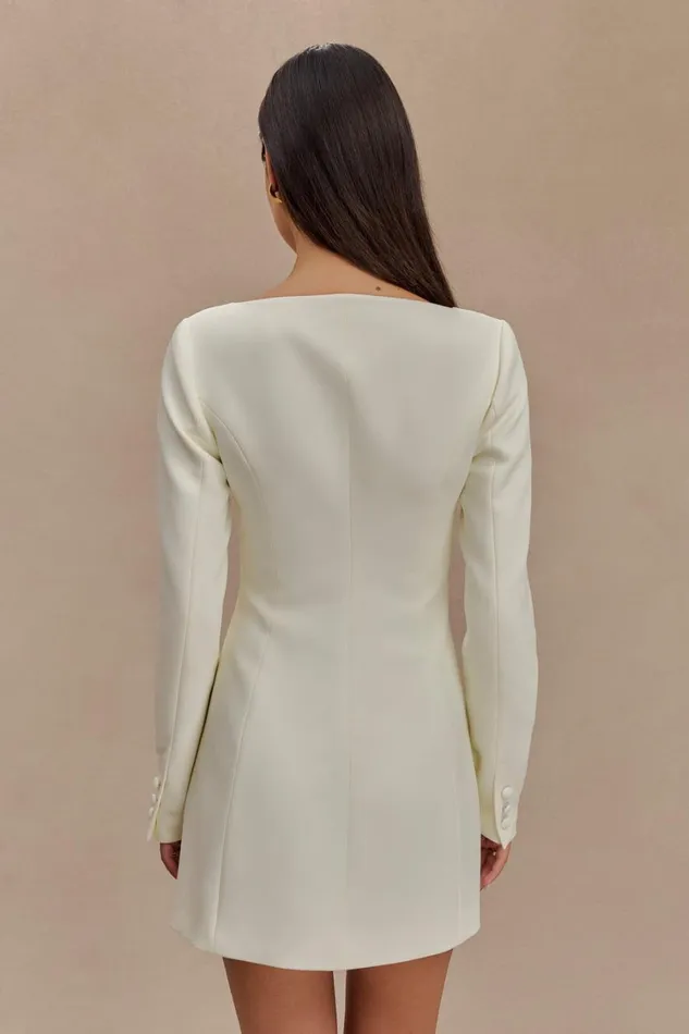 Women Meshki Dresses Jolie Boat Neck Suiting Mini Dress 8211 Ivory
