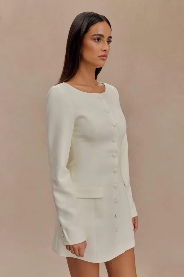 Women Meshki Dresses Jolie Boat Neck Suiting Mini Dress 8211 Ivory