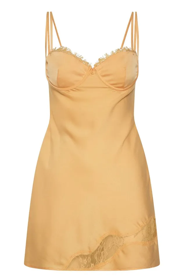 Women Meshki Dresses Joslyn Satin Lace Slip Mini Dress 8211 Lemon Women Meshki Dresses Joslyn Satin Lace Slip Mini Dress 8211 Lemon