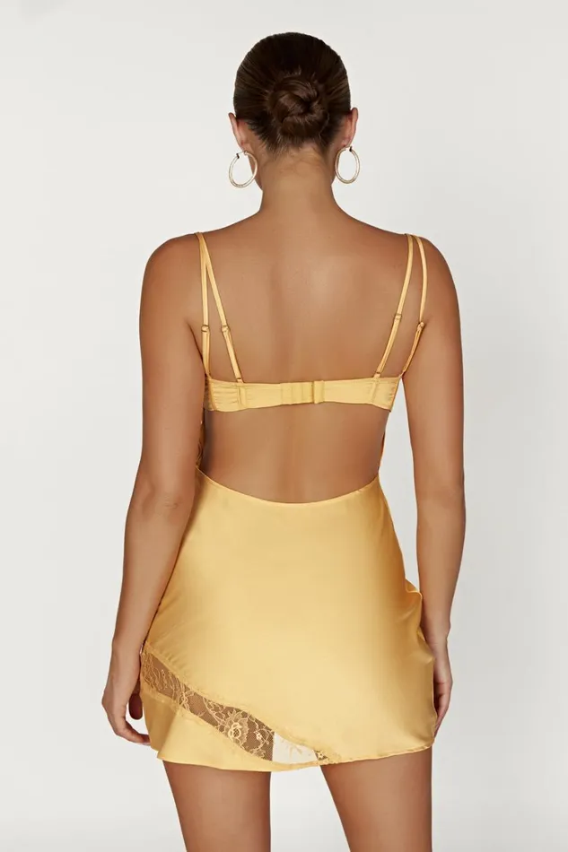 Women Meshki Dresses Joslyn Satin Lace Slip Mini Dress 8211 Lemon Women Meshki Dresses Joslyn Satin Lace Slip Mini Dress 8211 Lemon