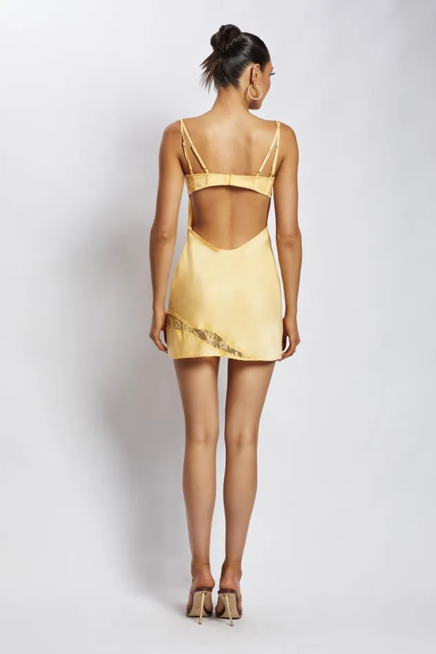 Women Meshki Dresses Joslyn Satin Lace Slip Mini Dress 8211 Lemon Women Meshki Dresses Joslyn Satin Lace Slip Mini Dress 8211 Lemon
