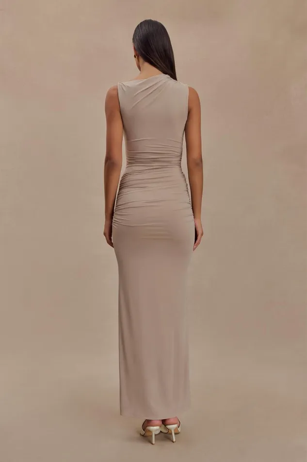 Women Meshki Dresses Kaia Slinky Cut Out Maxi Dress 8211 Taupe