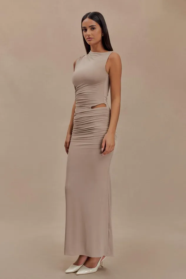 Women Meshki Dresses Kaia Slinky Cut Out Maxi Dress 8211 Taupe