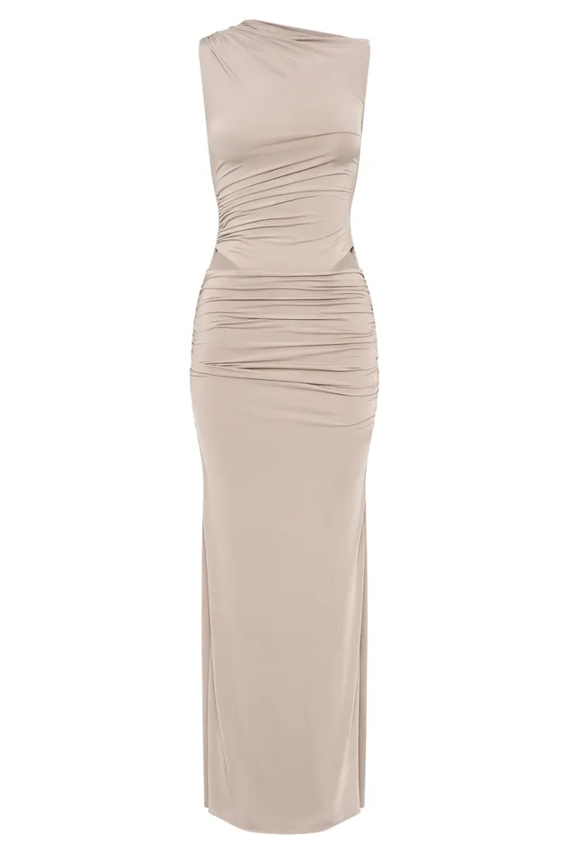 Women Meshki Dresses Kaia Slinky Cut Out Maxi Dress 8211 Taupe