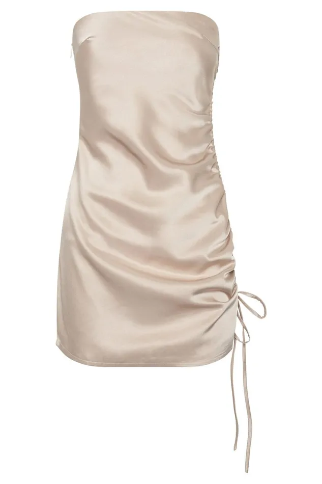 Women Meshki Dresses Katia Strapless Ruched Side Mini Dress 8211 Champagne Women Meshki Dresses Katia Strapless Ruched Side Mini Dress 8211 Champagne
