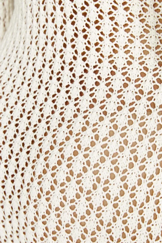 Women Meshki Dresses Kayleigh Crochet Fishtail Flare Sleeve Maxi Dress 8211 White