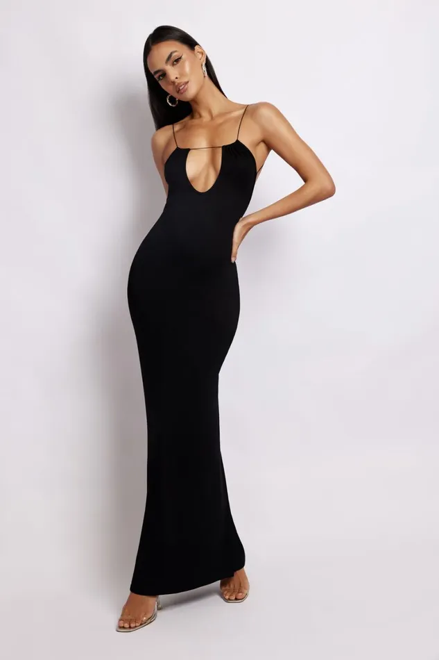 Women Meshki Dresses Kirsty Strappy Circle Cutout Maxi Dress 8211 Black