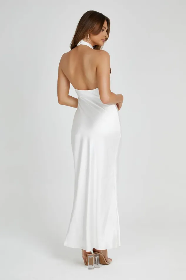 Women Meshki Dresses Laura Halter Satin Gown 8211 White