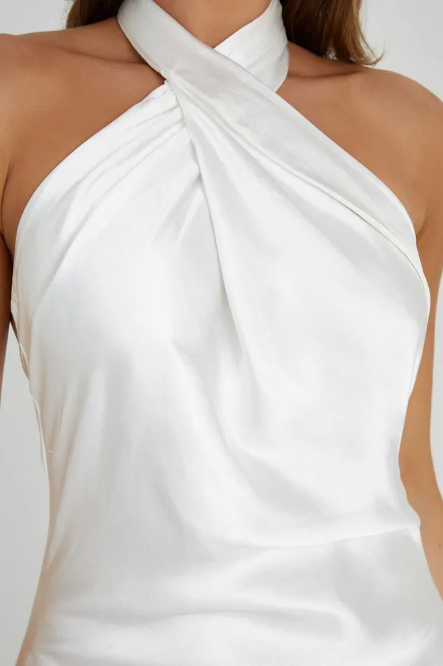 Women Meshki Dresses Laura Halter Satin Gown 8211 White