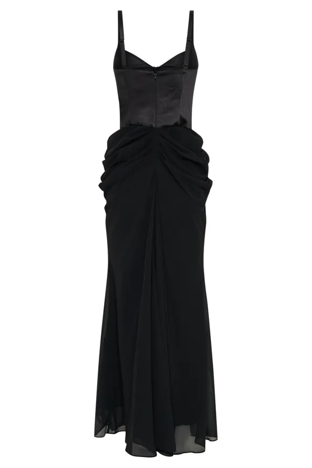 Women Meshki Dresses Leila Satin Corset Maxi Dress 8211 Black