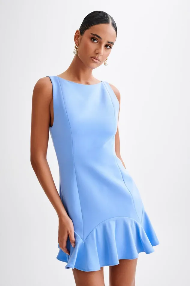 Women Meshki Dresses Leonora Sleeveless Suiting Mini Dress With Ruffle 8211 Iris Blue Women Meshki Dresses Leonora Sleeveless Suiting Mini Dress With Ruffle 8211 Iris Blue