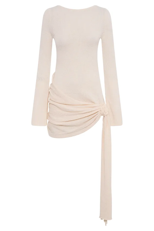 Women Meshki Dresses Liana Long Sleeve Knit Mini Dress 8211 Nude