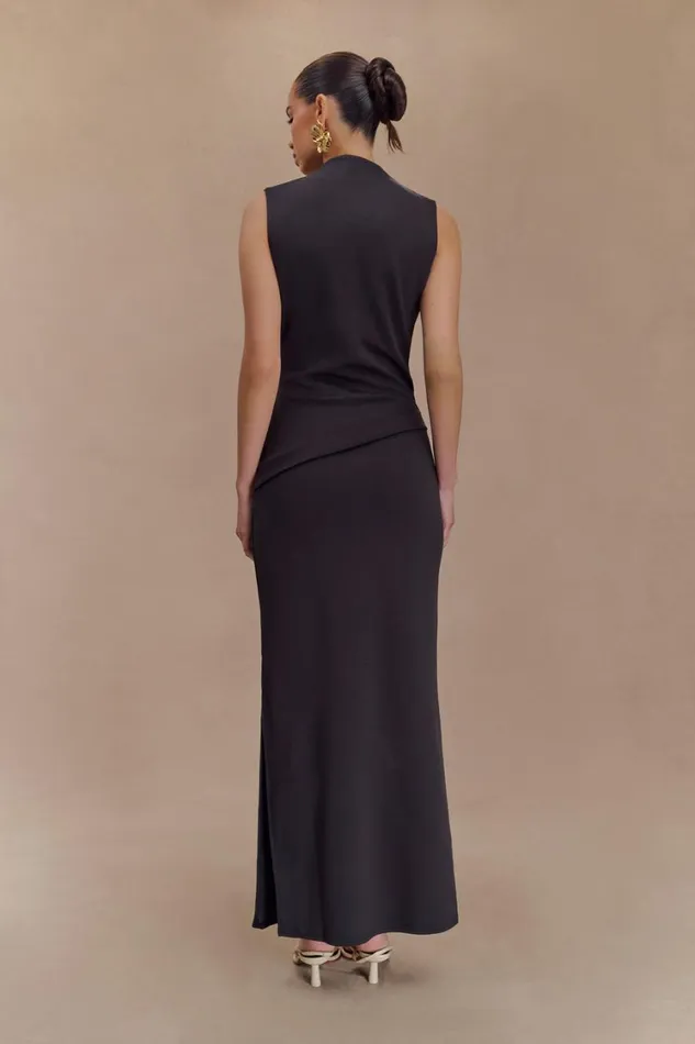 Women Meshki Dresses Lorelei Crepe Twist Midi Dress 8211 Dark Charcoal