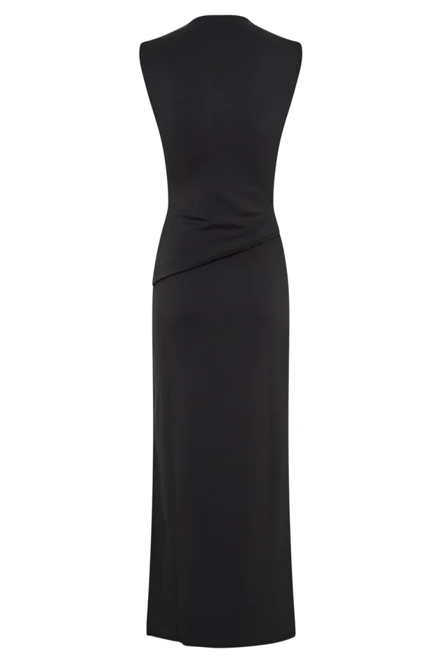 Women Meshki Dresses Lorelei Crepe Twist Midi Dress 8211 Dark Charcoal
