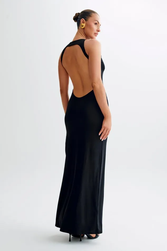 Women Meshki Dresses Louise Slinky Backless Maxi Dress 8211 Black