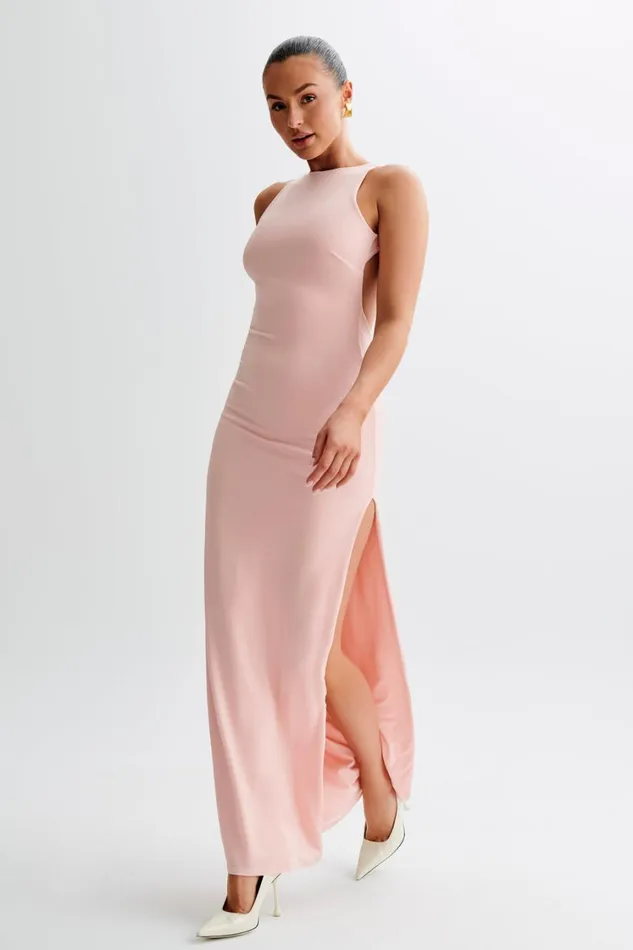 Women Meshki Dresses Louise Slinky Backless Maxi Dress 8211 Pale Pink