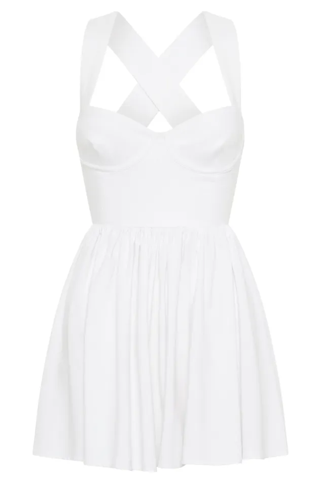 Women Meshki Dresses Loz Tie Back Linen Mini Dress 8211 White