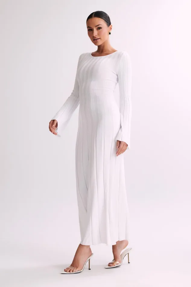Women Meshki Dresses Mabel Long Sleeve Knit Maxi Dress 8211 White Women Meshki Dresses Mabel Long Sleeve Knit Maxi Dress 8211 White