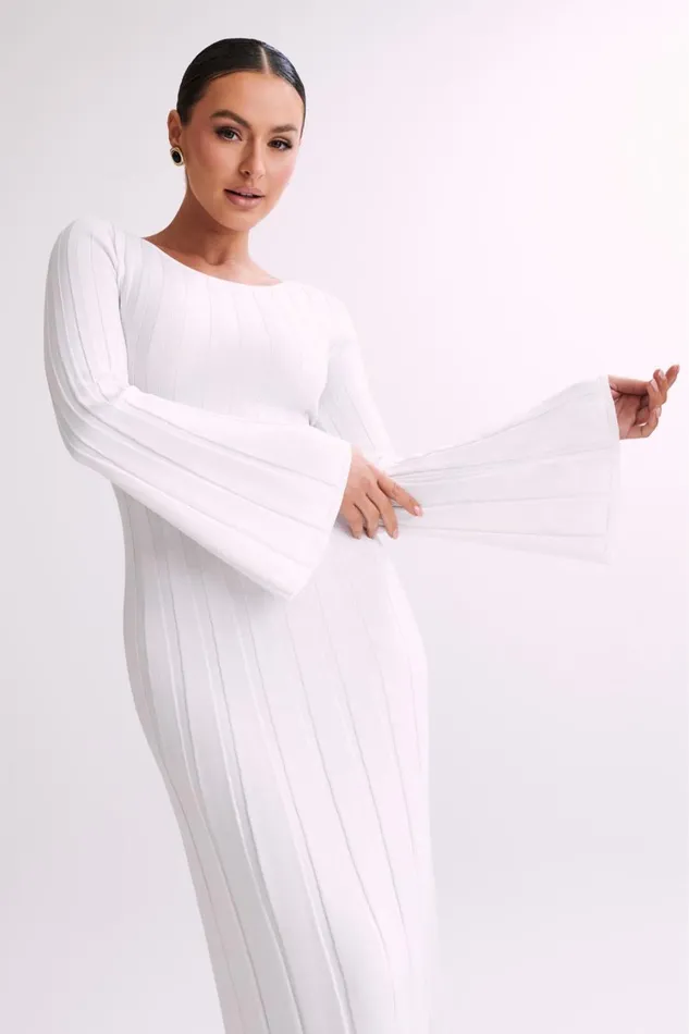 Women Meshki Dresses Mabel Long Sleeve Knit Maxi Dress 8211 White Women Meshki Dresses Mabel Long Sleeve Knit Maxi Dress 8211 White