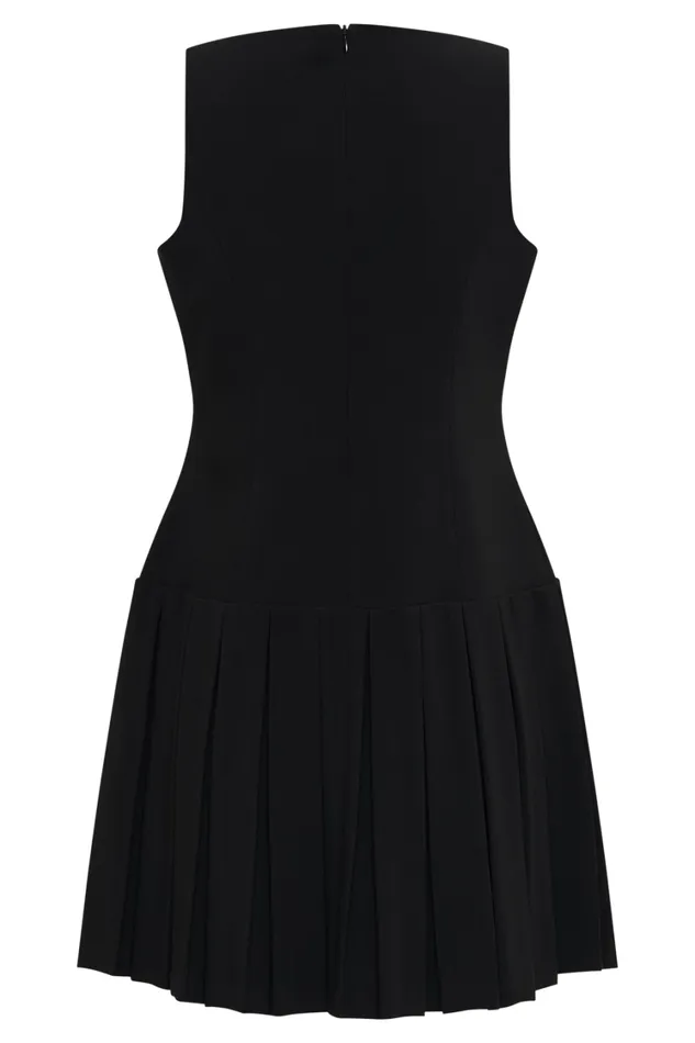 Women Meshki Dresses Mackenzie Sleeveless Pleated Mini Dress 8211 Black