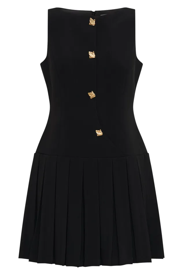 Women Meshki Dresses Mackenzie Sleeveless Pleated Mini Dress 8211 Black