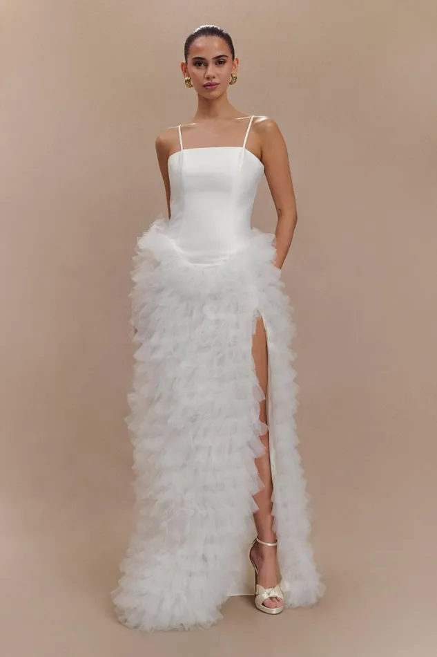 Women Meshki Dresses Magnolia Tiered Ruffle Maxi Dress 8211 Ivory
