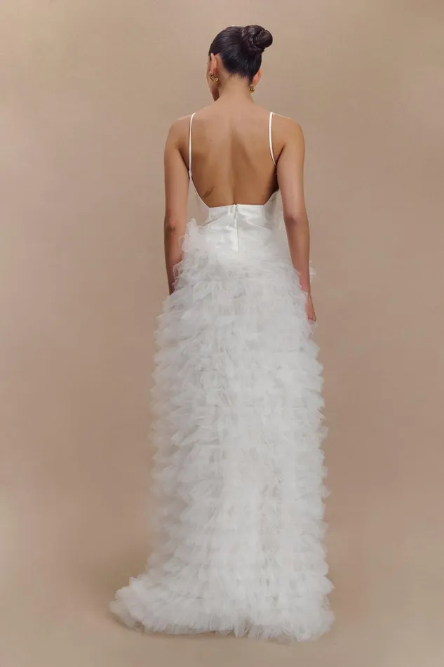 Women Meshki Dresses Magnolia Tiered Ruffle Maxi Dress 8211 Ivory