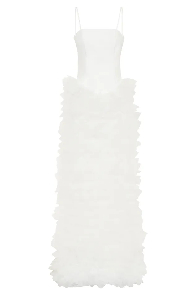 Women Meshki Dresses Magnolia Tiered Ruffle Maxi Dress 8211 Ivory