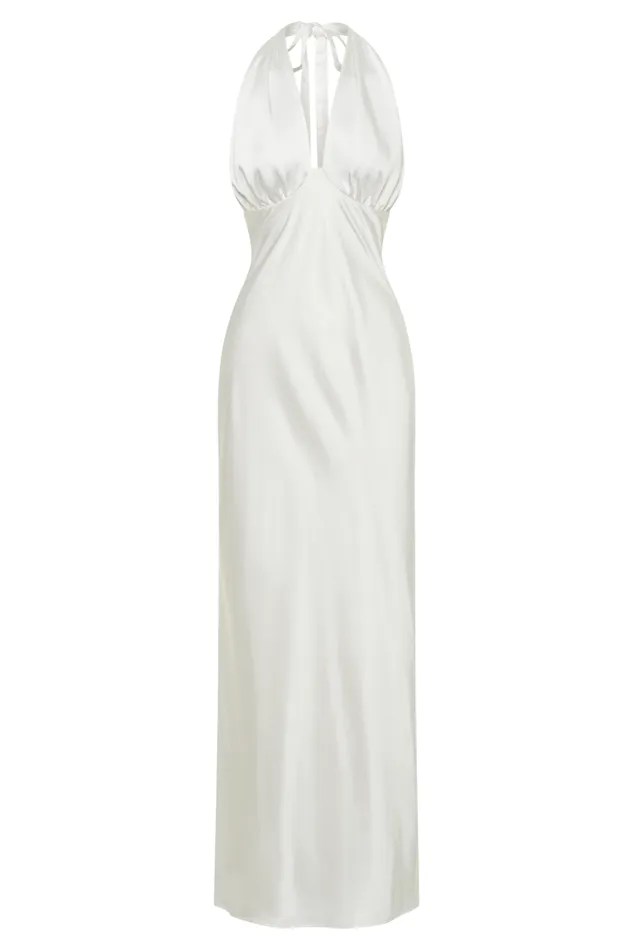 Women Meshki Dresses Marvelle Satin Halter Maxi Dress 8211 White