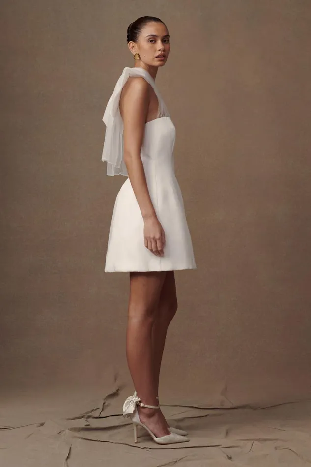 Women Meshki Dresses Maryam Tulle Bow Mini Dress 8211 White