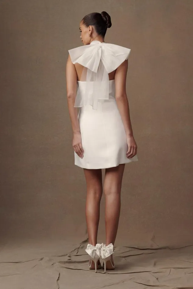 Women Meshki Dresses Maryam Tulle Bow Mini Dress 8211 White